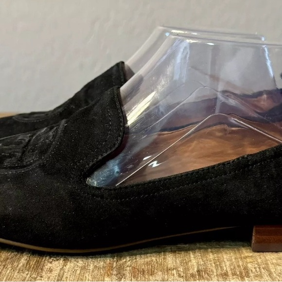 TORY BURCH Leigh Suede Square Toe Loafer Flats in Black Size 9.5 EUC! - Picture 6 of 12